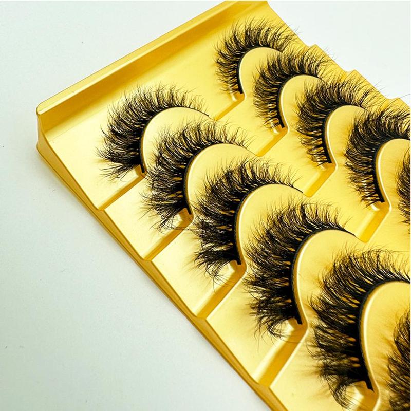 Fluffy False Eyelashes Cluster, 10 Pairs Wispy Cat Eye Look Curling Strip Lashes, Natural Curl Fake Eyelashes for Women Eye Makeup Enhancement