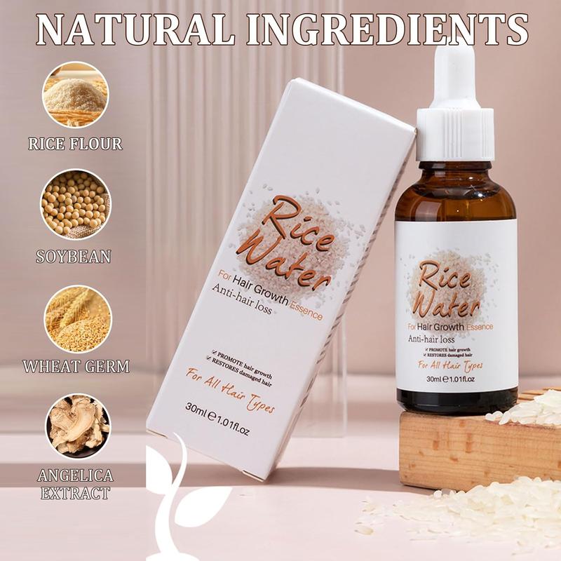 Rice Water Hair Serum, 30ml Rice Water for For Helping Thicken And Hydrate Hair Smoothing Relieve Dryness, Hair Care Product for Men & Women