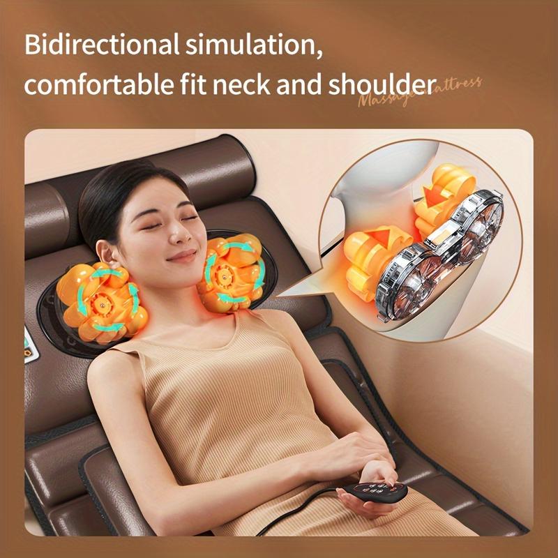 With Heating and 10 One Vibration Node, Adjustable Pillow and Heating Mat Full Body Massage Mat-Professional Neck and Back Muscle Relaxation Full Body Massager, Plug-in Power Supply, without Flavor, 110v-240v US Plug