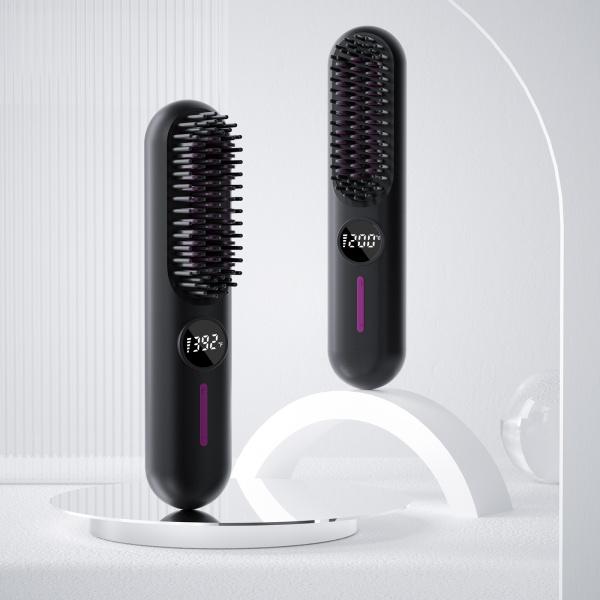 Travel-Ready Cordless Hair Straightener Brush | 2024 Upgrade with 9600mAh Battery, 7 Heat Settings & Anti-Scald Design | Lightweight & USB Rechargeable for Effortless Styling Anywhere!