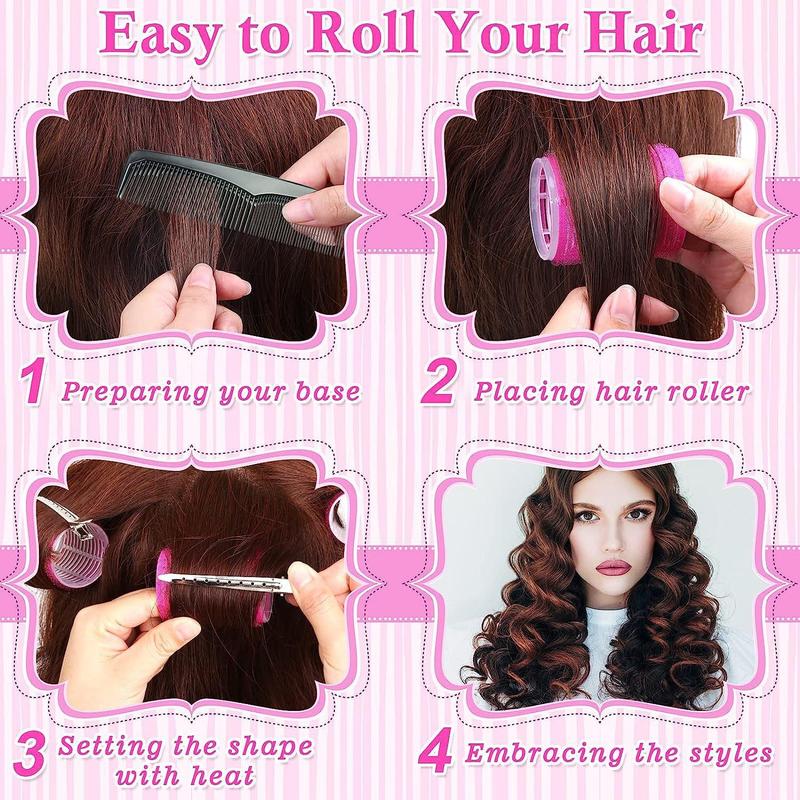 Self Grip Hair Roller Curler Set, 37pcs Heatless Hair Curler Set, DIY Hairstyle Hair Roller for Long Hair, Medium and Short Hair, Salon Hairdressing Curler