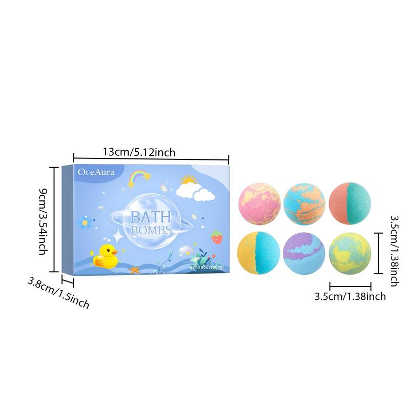 Colorful Bath Bomb, 6 Counts box Natural Essential Oil Bath Ball for Christmas Gift, Body Care Bath Bomb, Self Care Bath Bomb, Skin Nourishing Bath Products