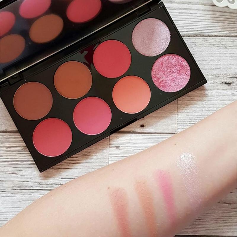 Makeup Revolution Ultra Blush Palette - Sugar & Spice, 8 Shades, Gluten Free, Vegan & Cruelty Free, 13g