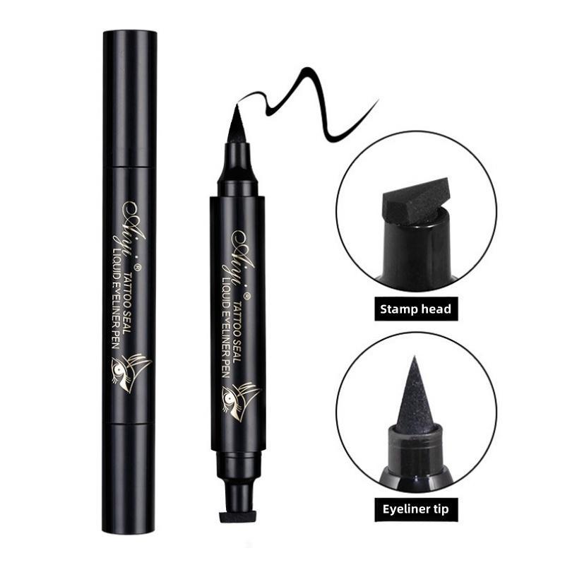 Waterproof Double-ended Eyeliner Pen, 1 Count Triangle Seal Eyeliner, Long Lasting Quick Drying Eyeliner Pen, Eye Makeup Tool for Women, Makeup Products