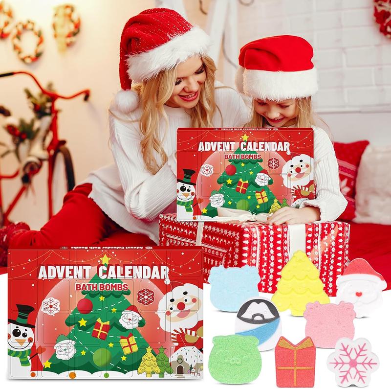 Christmas Advent Calendar 2024 Bath Bombs for Kids, 24 Day Christmas Countdown Calendar Gifts 6 Scents 24 Packs Colorful Kids Bath Bombs Set, Ideal Christmas Gifts for Girls, Boys