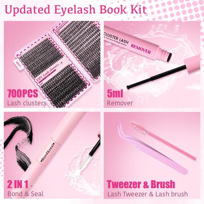 Upgraded Eyelash Extension Kit With Eyelash Glue & Remover & Tweezers & Brush, 9-16mm 30D & 40D & 50D Mixed Individual Lashes, Professional Eye Makeup Accessories, Christmas Gift