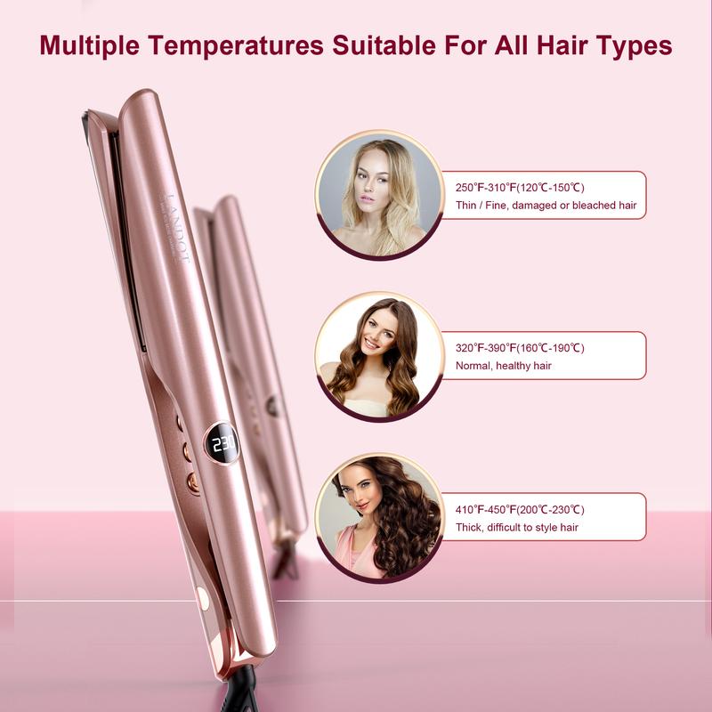 LANDOT Twist Iron- Rose Pink Straightener and Curler 2 in 1