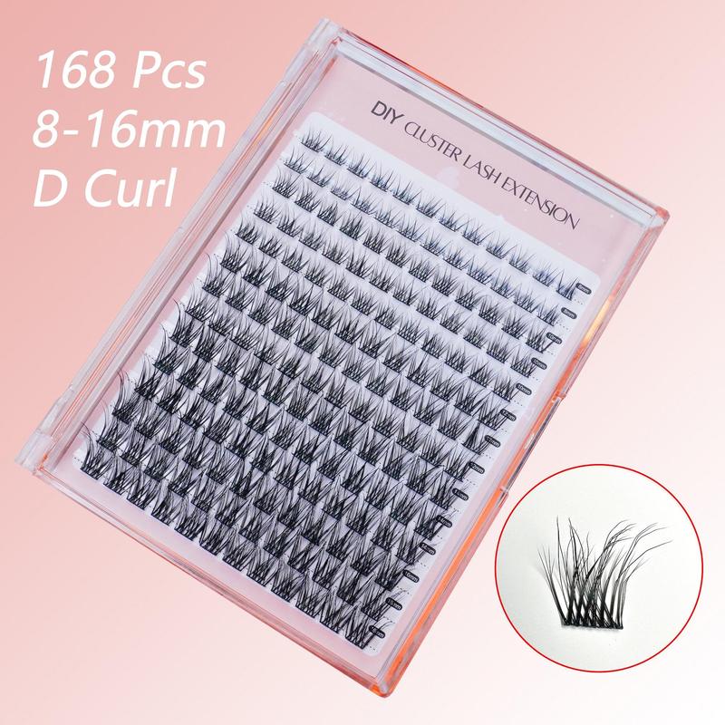 Mixed Size D Curl Individual Lashes, 1 Set Natural Look Eyelash Extensions, Self Grafting Eyelash Clusters, False Eyelashes Clusters, Summer Makeup, Lash Cluster Kit for Women, Christmas Gift