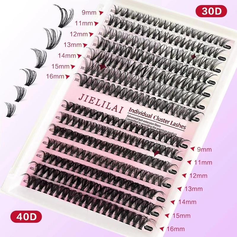 280pcs Individual Lashes DIY Lash Extension Eyelash Clusters 30D 40D 9-16mm D Curl Cluster Lashes Extensions Self Application at Home (30D+40D-0.07D-9-16MIX) Eyelash Extension Makeup