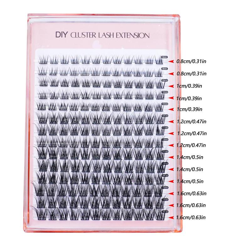 Mixed Size D Curl Individual Lashes, 1 Set Natural Look Eyelash Extensions, Self Grafting Eyelash Clusters, False Eyelashes Clusters, Summer Makeup, Lash Cluster Kit for Women, Christmas Gift