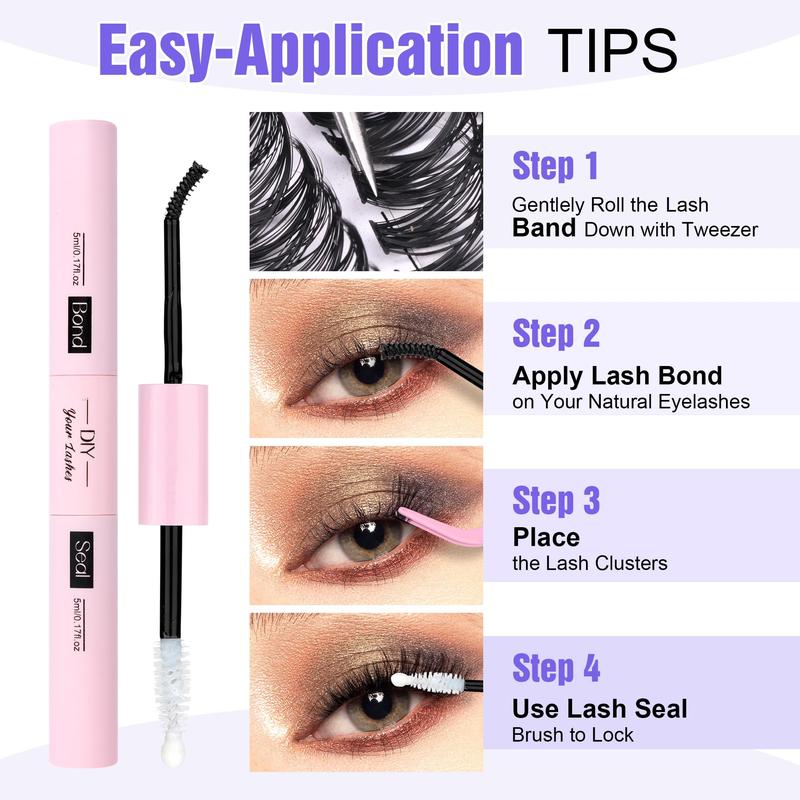 280pcs Individual Lashes DIY Lash Extension Eyelash Clusters 30D 40D 9-16mm D Curl Cluster Lashes Extensions Self Application at Home (30D+40D-0.07D-9-16MIX) Eyelash Extension Makeup