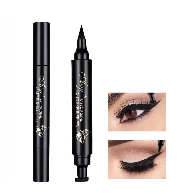 Waterproof Double-ended Eyeliner Pen, 1 Count Triangle Seal Eyeliner, Long Lasting Quick Drying Eyeliner Pen, Eye Makeup Tool for Women, Makeup Products