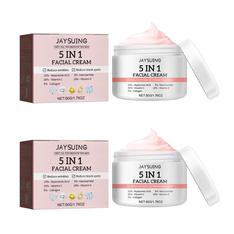 5 in 1 Moisturizing Facial Cream, 2 Counts Hydrating Face Cream, Lifting and Firming Face Care Cream for Women & Men