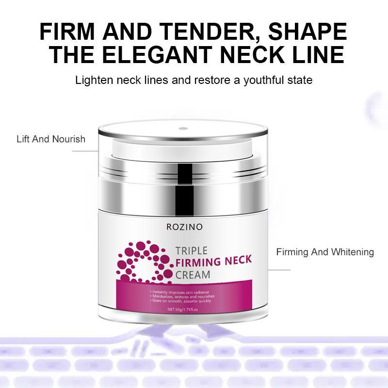 50g Triple Firming Neck Cream, Moisturizing & Nourishing Neck Cream, Smoothes Neck Wrinkles, Neck Care Product for Women & Men