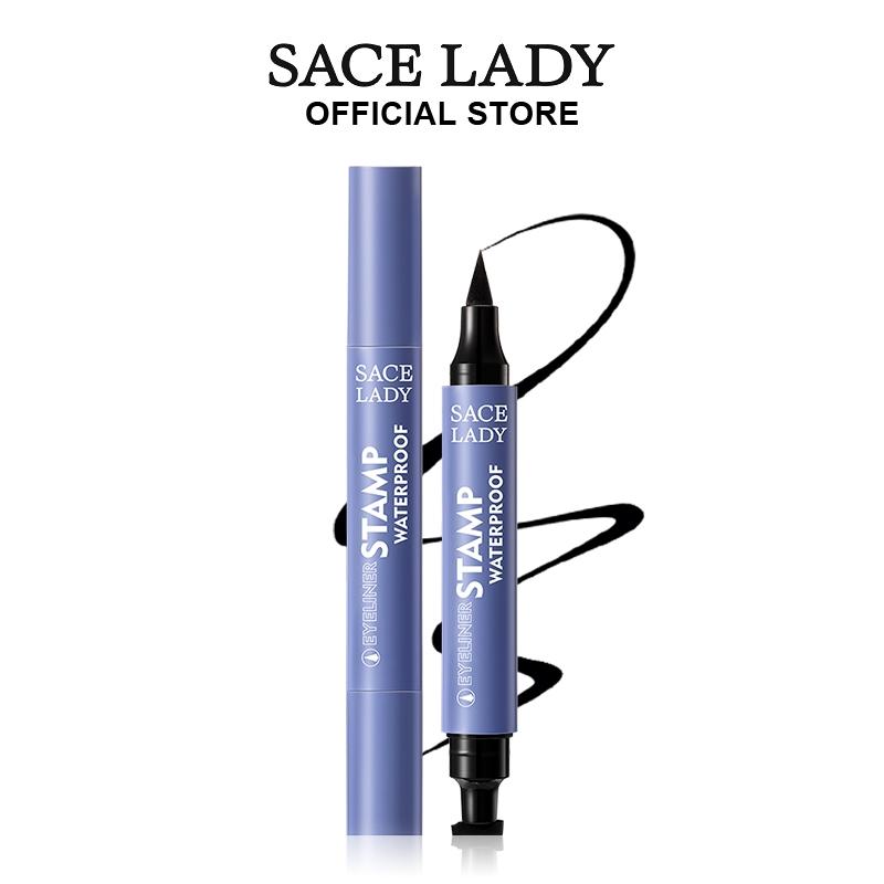 SACE LADY Black Stamp Eyeliner Makeup Waterproof Smudge-proof Double Head Liquid Eye Liner Pen 0.11Oz