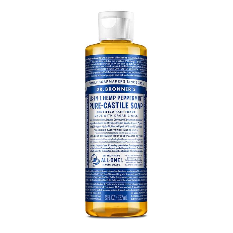 Dr. Bronner's - Pure-Castile Liquid Soap (Peppermint, 8 ounce) - Made with Organic Oils, Cleanser Body Care Smooth