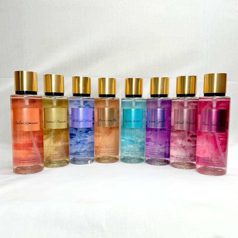 Women's Body Mist and Cream Fragrance Perfume 250ml Aqua Kiss | Midnight Bloom | Amber Romance | Bare Vanilla | Coconut Passio | Love Spell | Pure Seduction | Velvet Petals