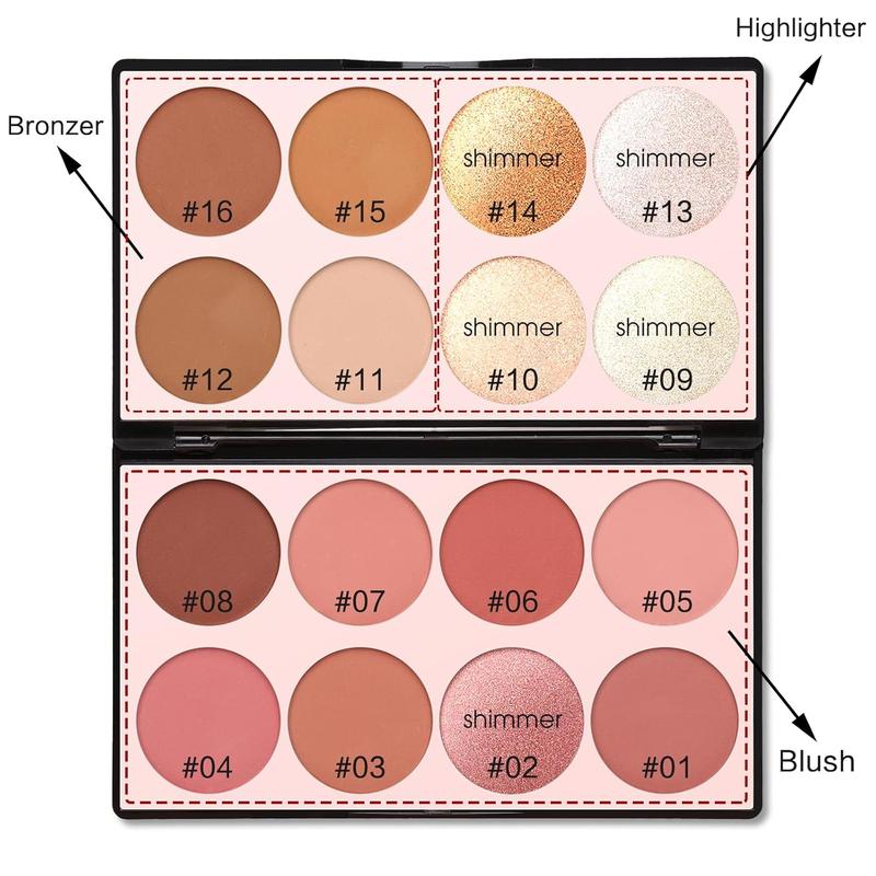 16 Colors Contour Palette Make up - Blush Highlighters Bronzer Powder All in one Makeup Palettes Contour Kit - Face Cosmetics Gifts for Women Bety for Festivals