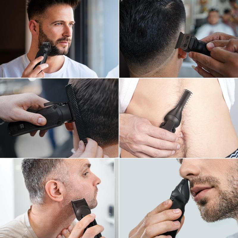 6 in 1 Hair Trimmer Kit, 1 Box Multifunctional Electric Hair Clipper with Limit Combs & LCD Display, Professional Hair Trimmer for Men