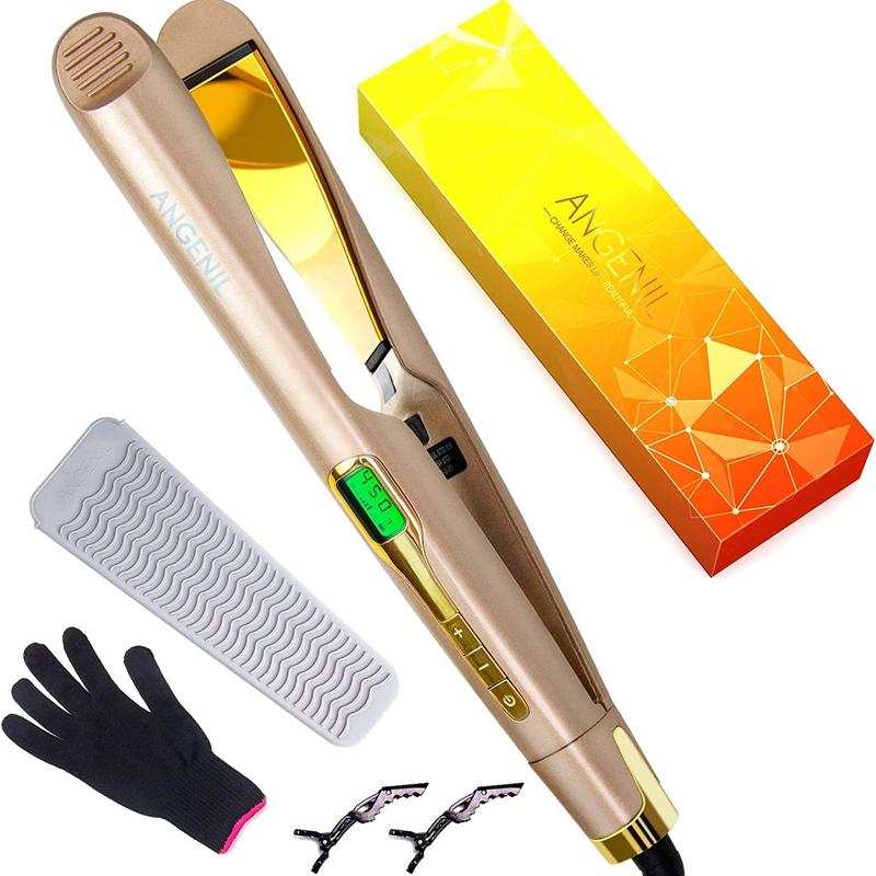 2 in 1 Hair Straightener & Curler, 1 Count Professional Dual Voltage LCD Display Hair Straightener with Accessories, Hair Styling Tool for Home & Travel