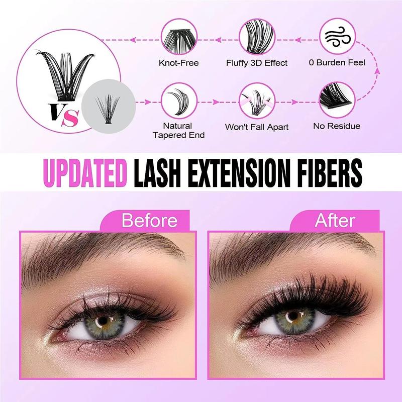 280pcs Individual Lashes DIY Lash Extension Eyelash Clusters 30D 40D 9-16mm D Curl Cluster Lashes Extensions Self Application at Home (30D+40D-0.07D-9-16MIX) Eyelash Extension Makeup