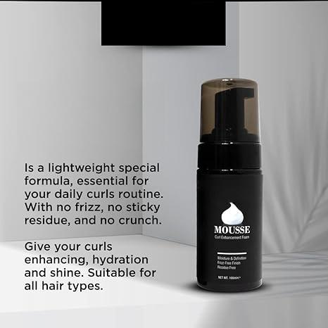 Curl Enhancing Mousse: Light to Medium Hold, Low Shine - Moisturizing Volumizing Styling Foam for All Hair Types: Curl Activator and Frizz Control, 100ml