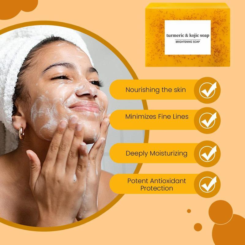 Turmeric & Kojic AcidBrightening Soap, Kojic Acid Soap, SoapBody Care Body Wash Lemon FlawlessOrganic Facial Cleansing Skincare SkinRepair Comfort