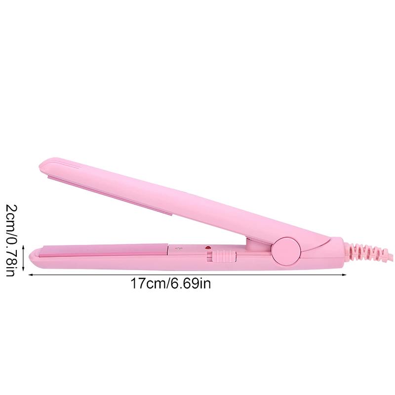 Hair Straightener, Flat Iron Curler, 25W PTC Straightener and Curling Iron in One Mini Hair Straightener(Pink, Us Plug) Comfort