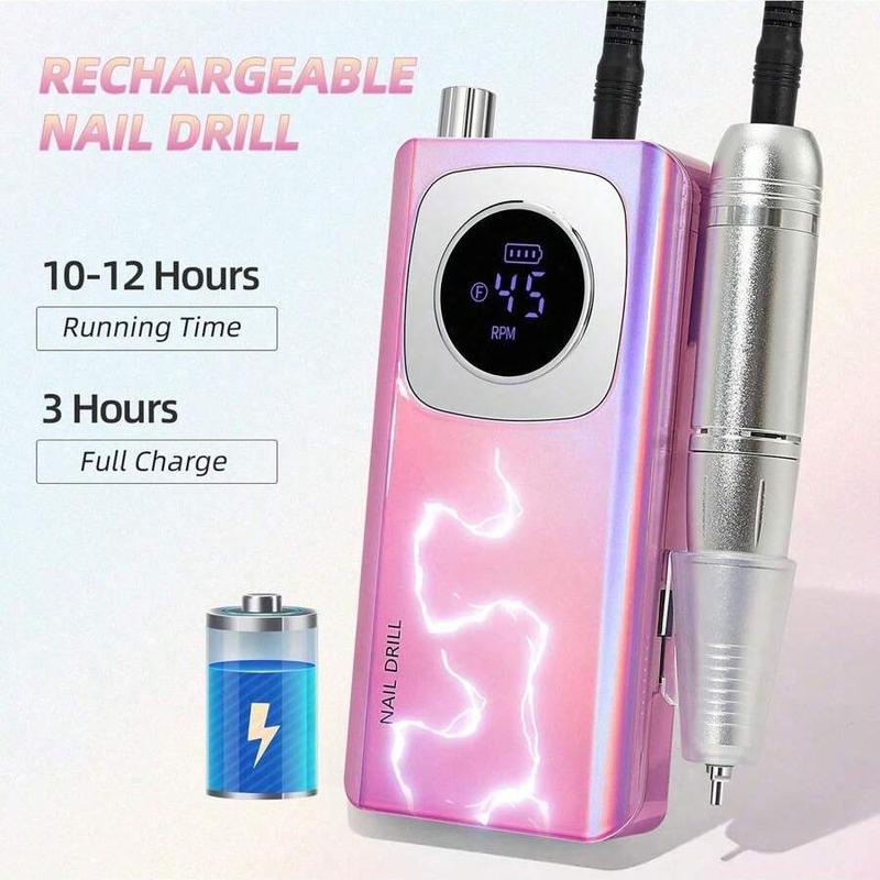 Portable Electric Nail Drill, 1 Set Nail Polishing Machine, Variable Speed Electric Nail File Tool, DIY Nail Art Tool