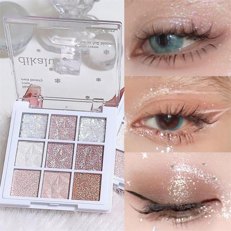 9 Colors Eyeshadow Palette for Music Festival Makeup, Glitter Shimmering Eye Shadow Makeup Palette, Blendable Eyeshadow Powder, Summer Makeup, Fall Gift