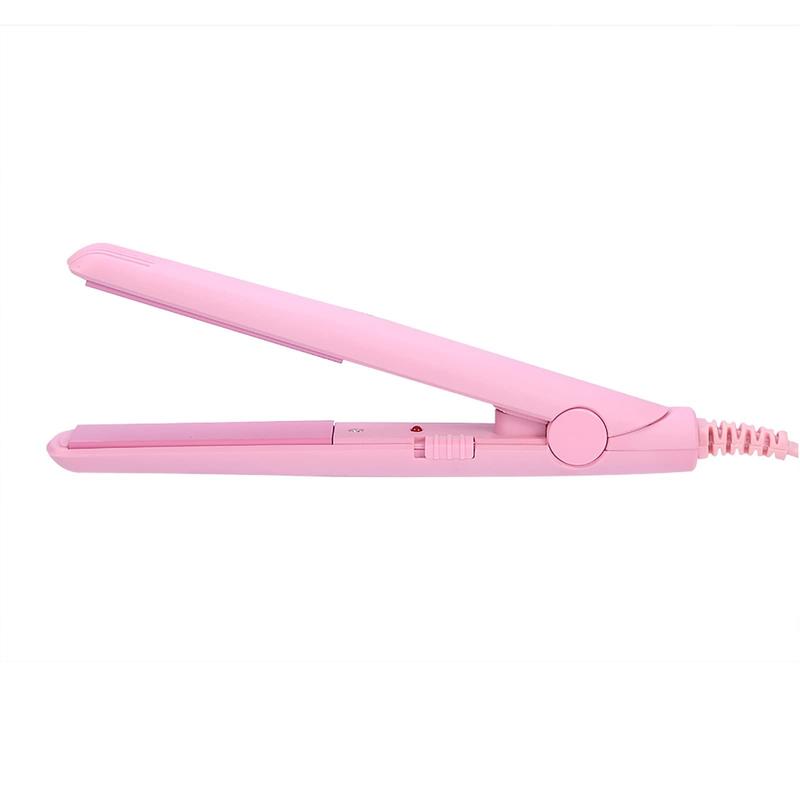 Hair Straightener, Flat Iron Curler, 25W PTC Straightener and Curling Iron in One Mini Hair Straightener(Pink, Us Plug) Comfort