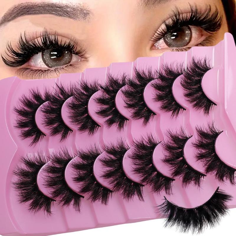 Natural Look False Eyelashes, 7 Pairs Fluffy Curling Faux Cluster Lashes, Volumized False Eyelashes for Women and Girls Eye Makeup Enhancement