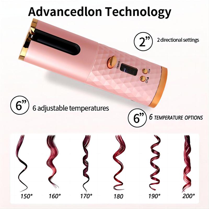 Cordless Automatic Curling Iron, 4000mAh Rechargeable Automatic Hair Curler, Portable Curling Wand, Hair Styling Tool for Home & Travel, Gift for Halloween, Christmas, Fall, Winter Gift, Gift