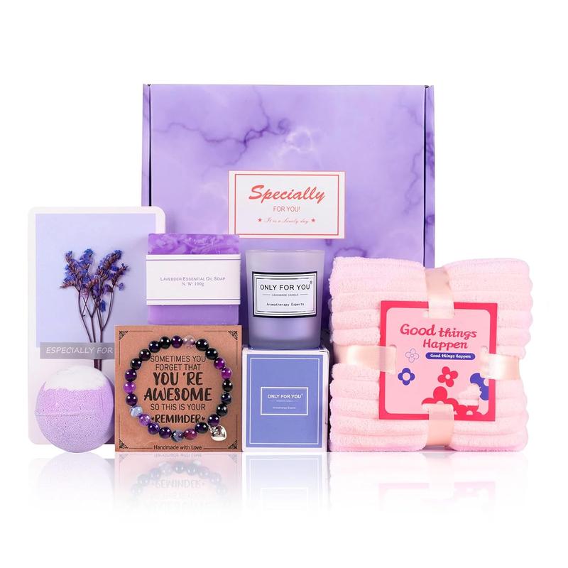 Birthday Gifts for Women, Unique Gifts for Women, Valentines, Mothers Day, Christmas Gifts for Friends Female, Mom, Wife, Girlfriend, Best Friend,Lavender Relaxing Spa Gift Basket Package