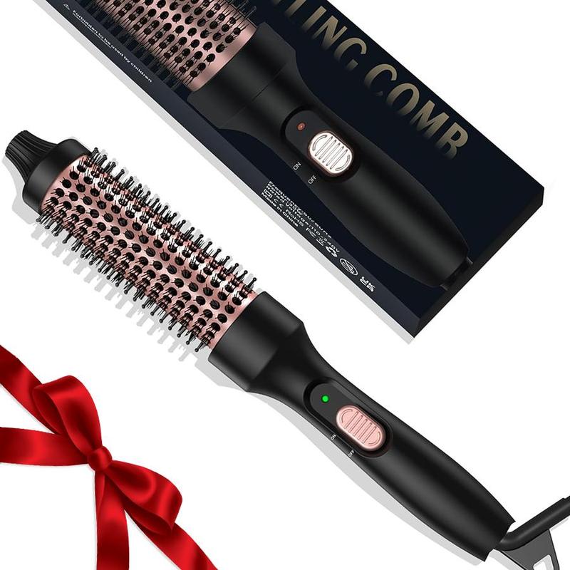 1.25-inch Professional Heated Curly Hair Brush Straight Hair Comb, Hot Tools Thermal Brush, Hair Curling Iron, Negative Ion Perm Stick Heating Round Brush Dual-purpose Hair Styling Comb, American Standard Plug, Women's Hair Styling Tool