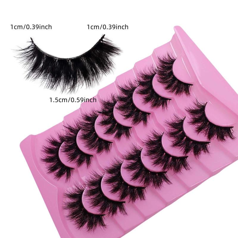 Natural Look False Eyelashes, 7 Pairs Fluffy Curling Faux Cluster Lashes, Volumized False Eyelashes for Women and Girls Eye Makeup Enhancement