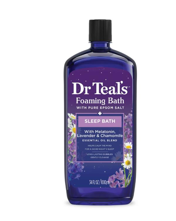 Dr Teal's Foaming Bath, Sleep Bath with Melatonin, Lavender & Chamomile Essential Oils, 34 fl oz.