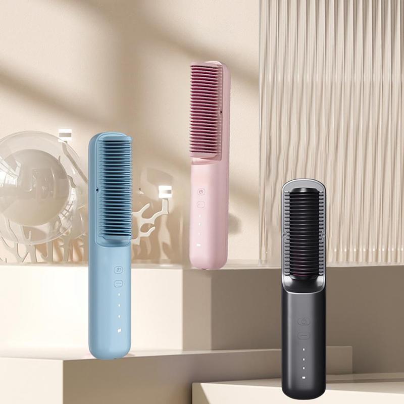 Wireless USB Rechargeable Hair Straightener Comb, Negative Hair Straightening Brush, Professional Diffuser Hair Styling Tool for Home & Salon Use, National Day Offers