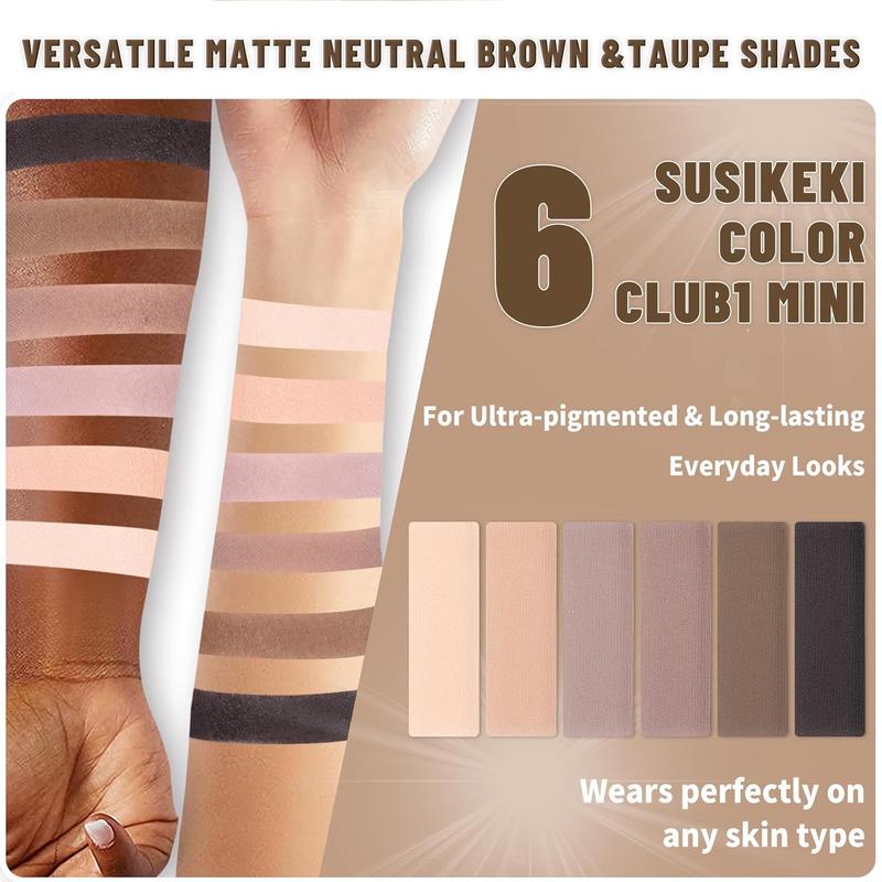 6 Colors Mini Naked Eyeshadow Makeup Palette Neutral Nude Smoky Eye Shadow Taupe & Brown Matte Make Up Pallet with Mirror Highly Pigmented Long Lasting Waterproof Travel Size Gift Kit 01