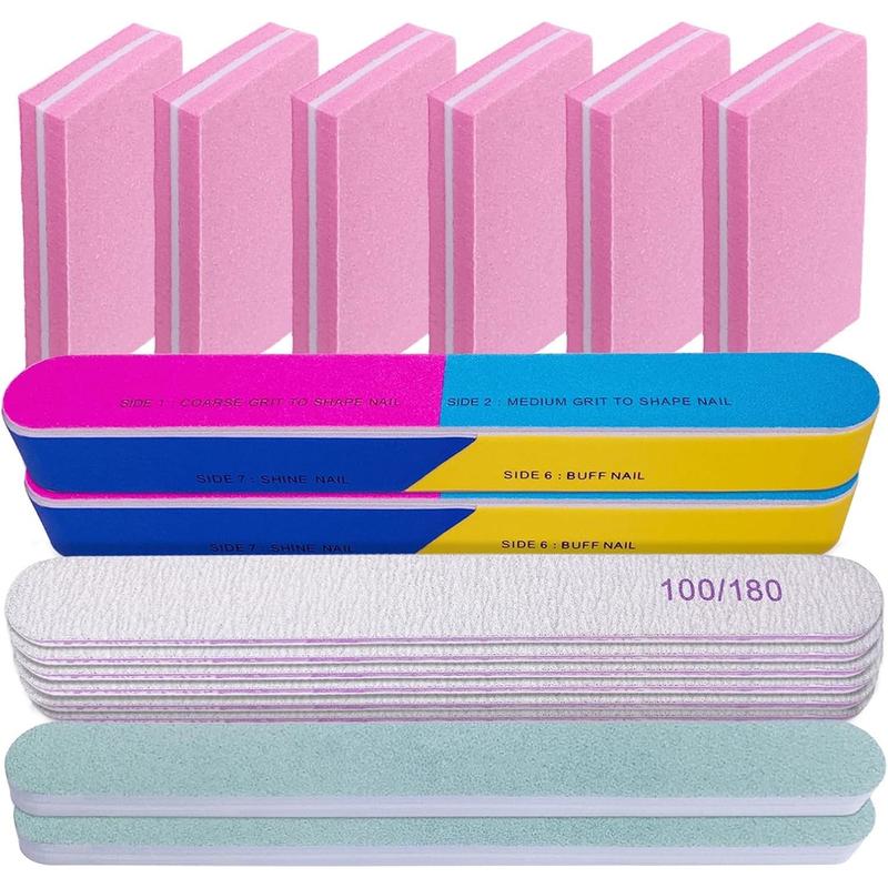 Nail File and Buffer Set (16 Pack), Nail File Kit Professional Nail Files & Buffers Manicure Supplies Filer Buffer for Natural Nails, 100 180 Grit 7 Way Nail Filing Polishing Buffer for Nail Care