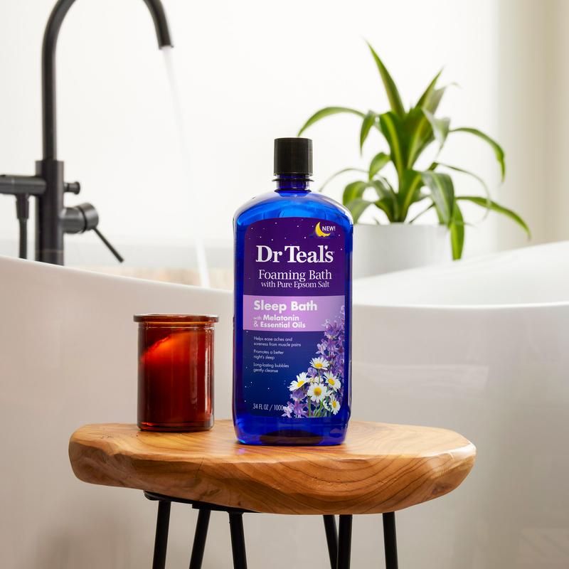 Dr Teal's Foaming Bath, Sleep Bath with Melatonin, Lavender & Chamomile Essential Oils, 34 fl oz.