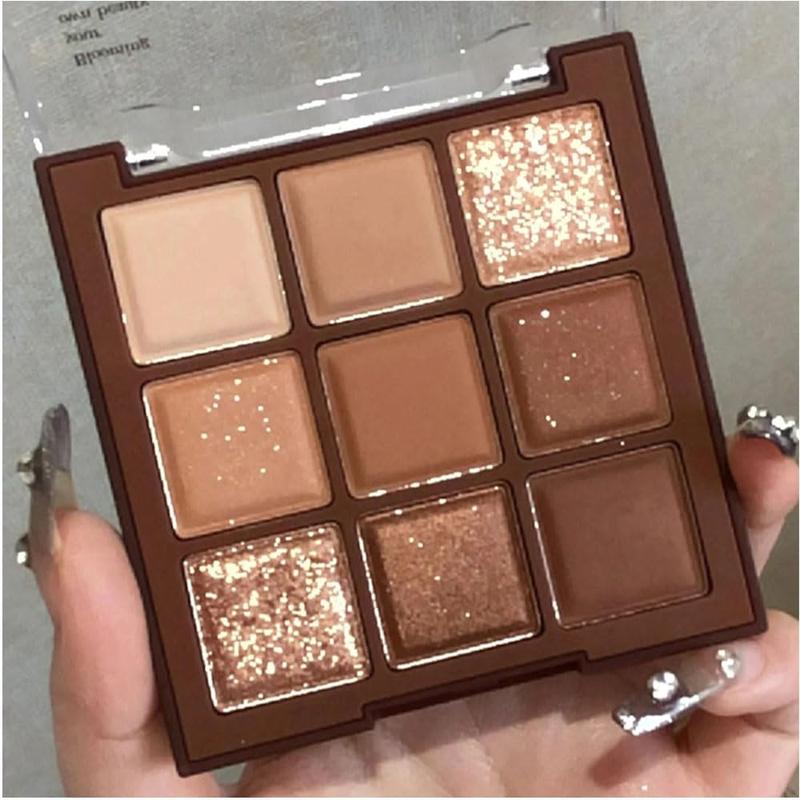 Neutral Brown Eye Shadow palette- Rose Gold Dark Brown Eyeshadow Palette Colorful 9 Colors, Matte Shimmer Highly Pigmented Nude Eyeshadow Palette Makeup Nurturing-Looking Long Lasting