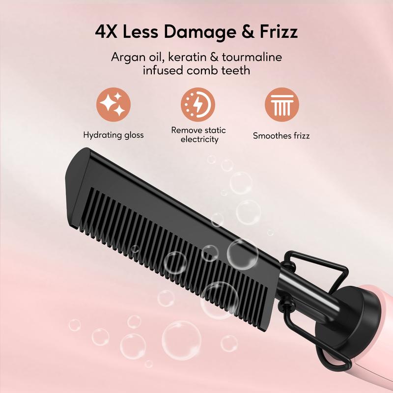 Terviiix Electric Hot Comb for Black Hair, Max Heating up to 450°F, Pressing Combs for Lace Front Wigs, Anti-Scald Straightening Comb with Keratin & Argan Oil Infused Teeth, Temperatures Adjustable, 60 Min Auto Shut Off, US  Plug