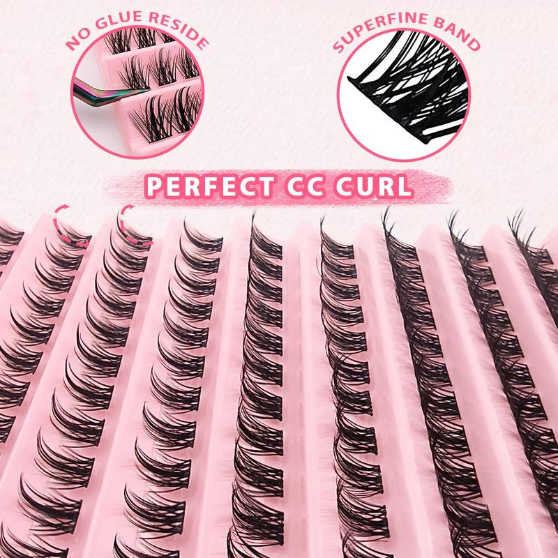 8-16mm DIY Eyelash, Thick & Curly Eyelashes, Natural Look Eyelash Extensions Fake Lash Kit, Individual Eyelash Clusters Eyelashes Extensions Supplies, C Curl, Christmas Gift