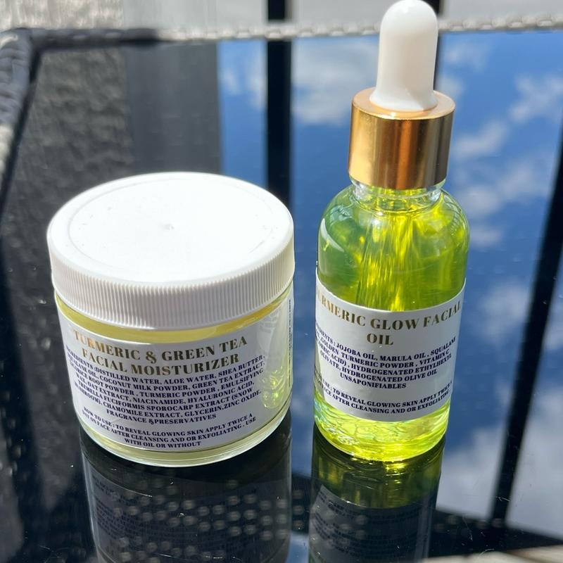 Turmeric Moisturizer and Oil Facial Set with Snow Mushroom and Ceramides for Hydrated and Nourished Skin - Moisture