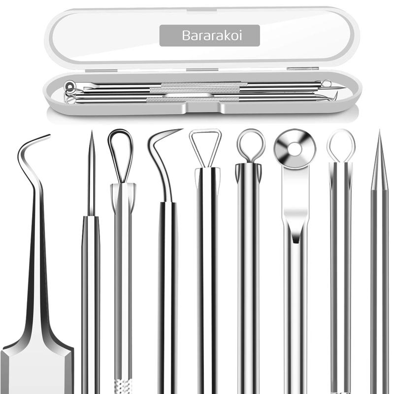 5PCS Blackhead Remover Tool Kit – Includes Ingrown Hair Tweezers, Comedone Extractor, and Pimple Extractor for Men & Women