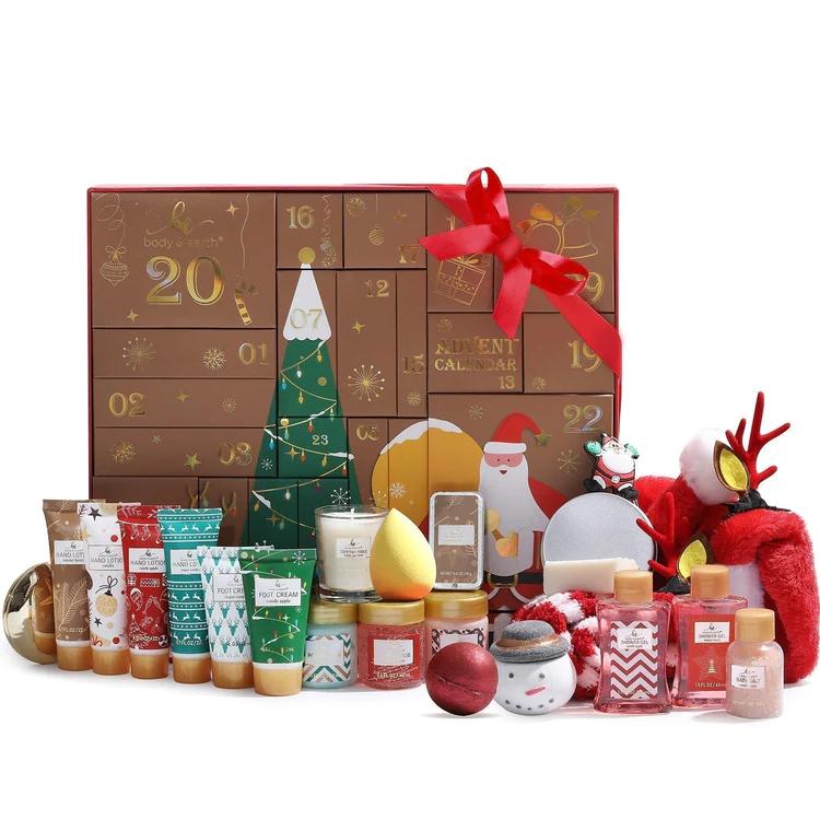 24 Pieces of Bath Body Care Christmas Advent Calendar Gift Set 2024 BODY & EARTH Countdown Christmas Gifts for Women