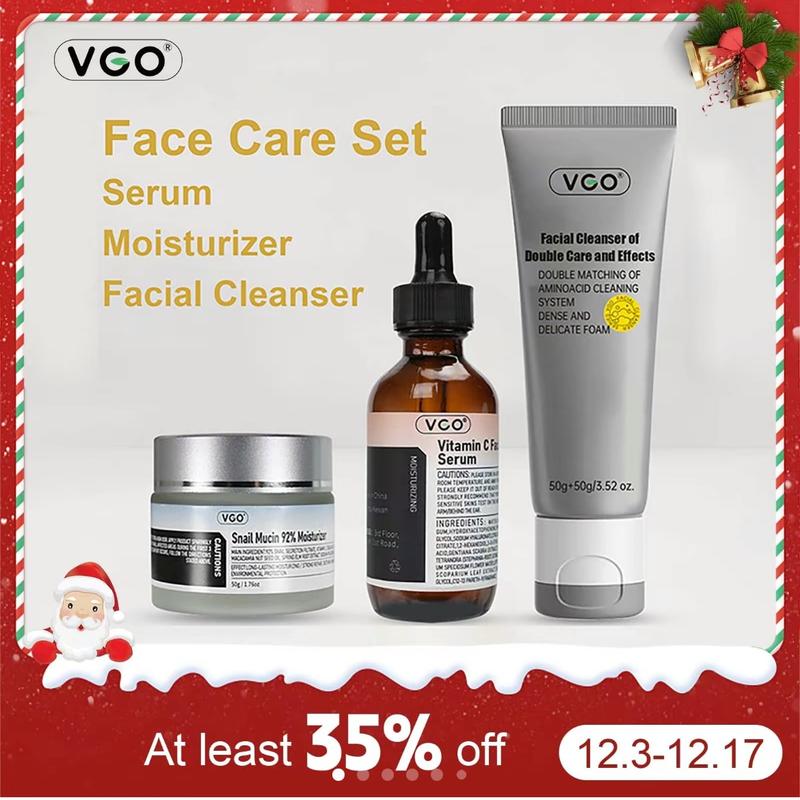 VGO-Vitamin C Serum, Moisturizer, and Facial Cleanser Set Cleansing Moisturizing Suitable for sensitive skin-Live Skincare Radiance-A Moisture Hydrate