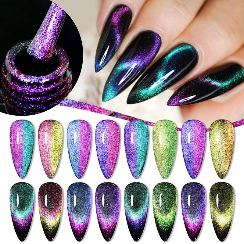 9D Glossy Gel Nail Kit with Magnetic Stick, 1 Set Starry Sky Effect Magnetic & Long Lasting Gel, Nail Art Gift Women & Girls