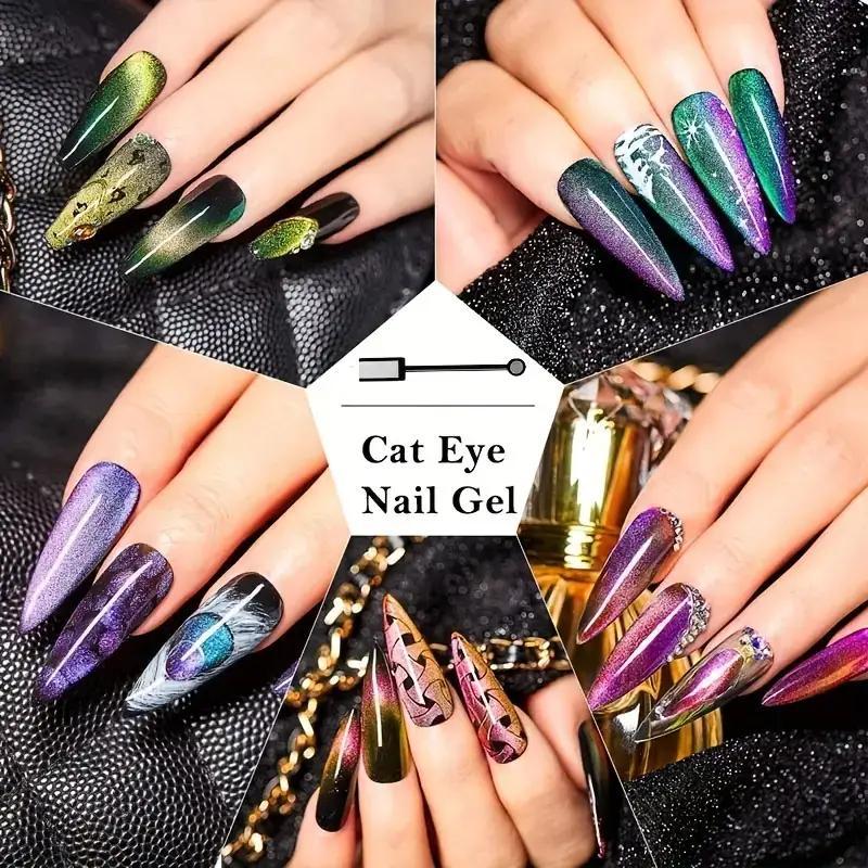 9D Glossy Gel Nail Kit with Magnetic Stick, 1 Set Starry Sky Effect Magnetic & Long Lasting Gel, Nail Art Gift Women & Girls